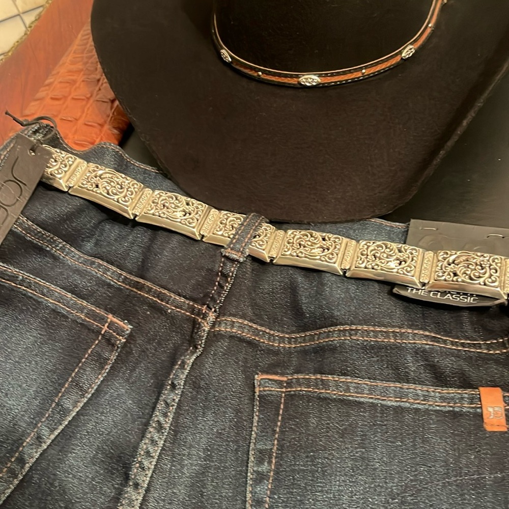 Brighton Silver Ornate Stretch Panel Belt